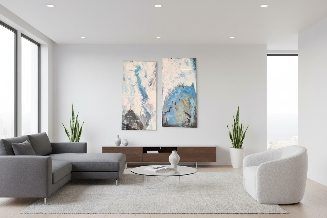 Twin Peaks Abstract Art Set - 24x12 Acrylic Canvas Prints (2pc)