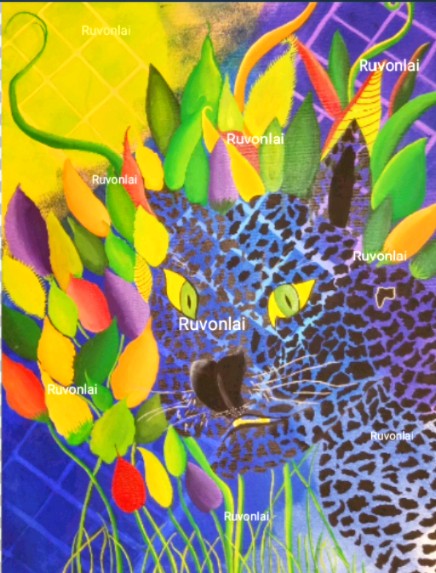 Safari Hunt  Abstract Art Print - 18x24 Acrylic Canvas Wall Art