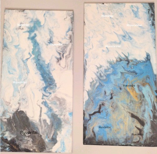 Twin Peaks Abstract Art Set - 24x12 Acrylic Canvas Prints (2pc)