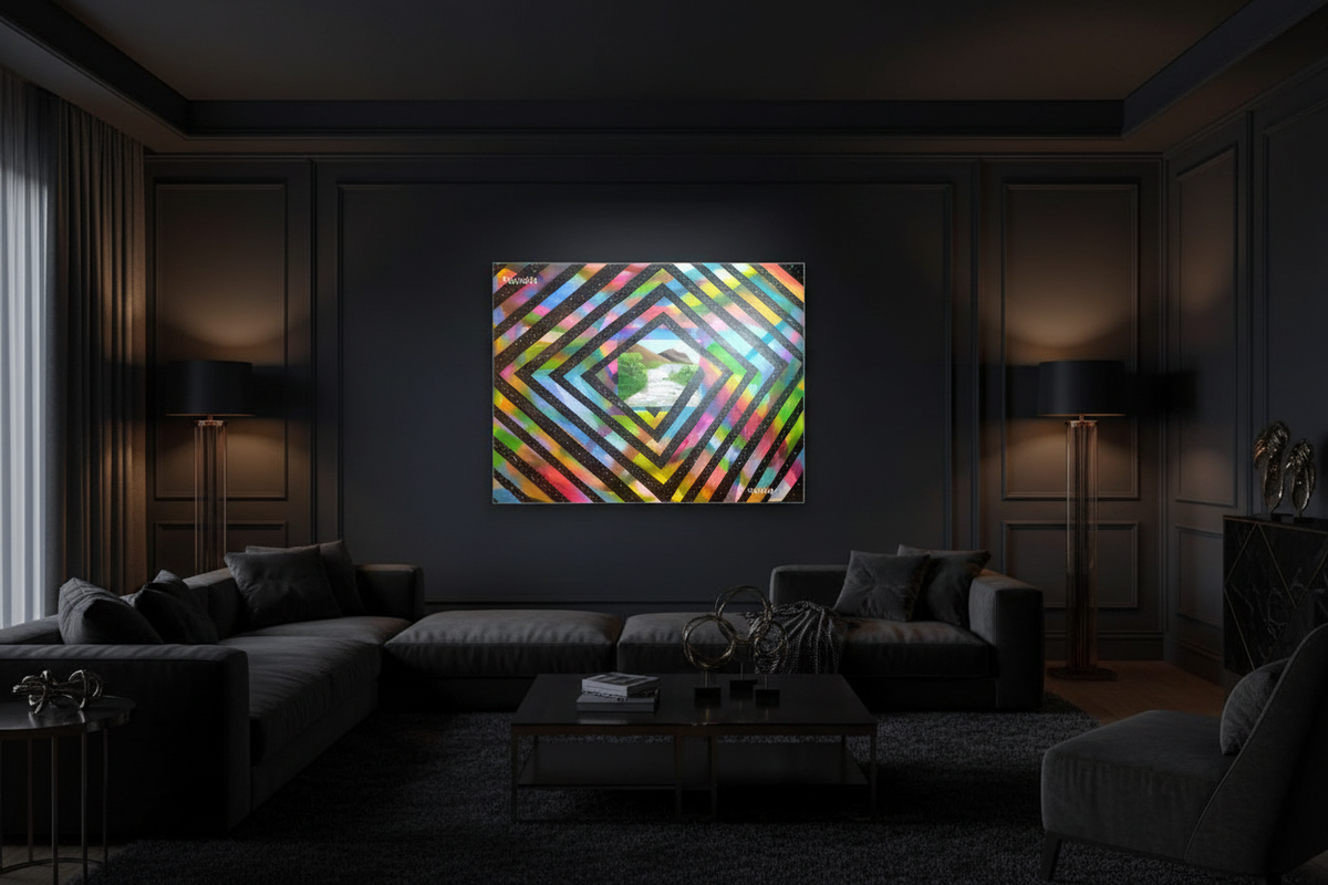 Cosmic Vortex Dark Living Room