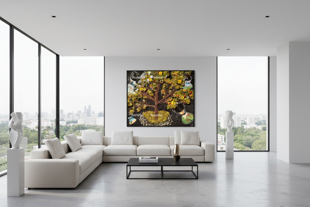 The Four Seasons 3D Art - 18x24 Acrylic Canvas with Natural Elements